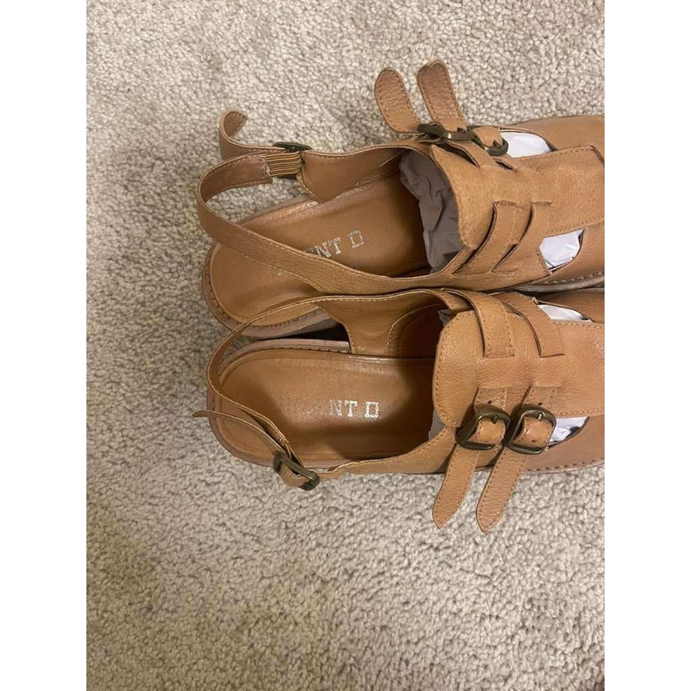 Silent D Tan Leather Caged Fisherman Slingback Block Heel Sandals Size 40 - Picture 2 of 8